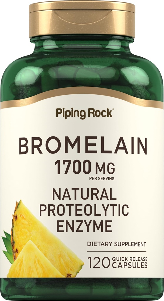 Piping Rock Bromelain Supplement | 1700 mg | 120 kapslar | Pineapple Enzyme | Non-GMO, Gluten Free