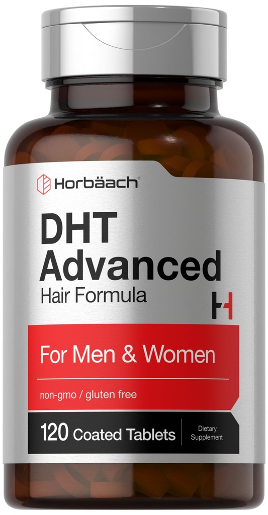 Horbäach DHT Advanced Hair Formula | 120 tabletter | Non-GMO och Gluten Free Hair Formel Blend med Saw Palmetto, Kudzu och Fo-Ti