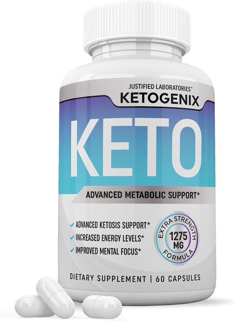 Ketogenix Keto Pills 1275MG New & Improved Formel innehåller Apple Cider Vinegar Extra Virgin Olive Oil Powder Green Tea Leaf 60 kapslar