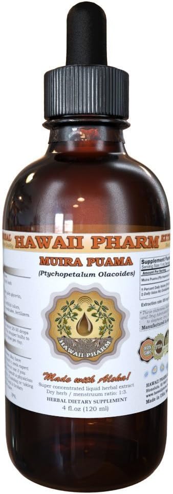 HawaiiPharm Muira Puama Liquid Extract, Organic Muira Puama (Ptychopetalum Olacoides) Tinktur Supplement 2 oz