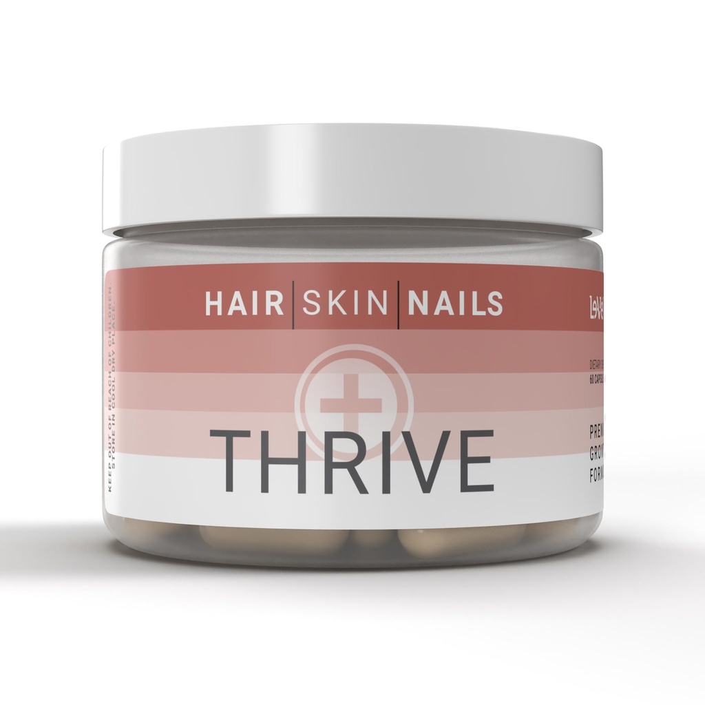 Le-Vel Thrive, Premium Collagen med Biotin 3500mcg, Vitamin C, Zink och Turmeric - Hår, Skin, Nails, Joints - Hydrolyzed Marine Collagen, Ashwagandha, Keratin, Organic Kelp 60 kapslar