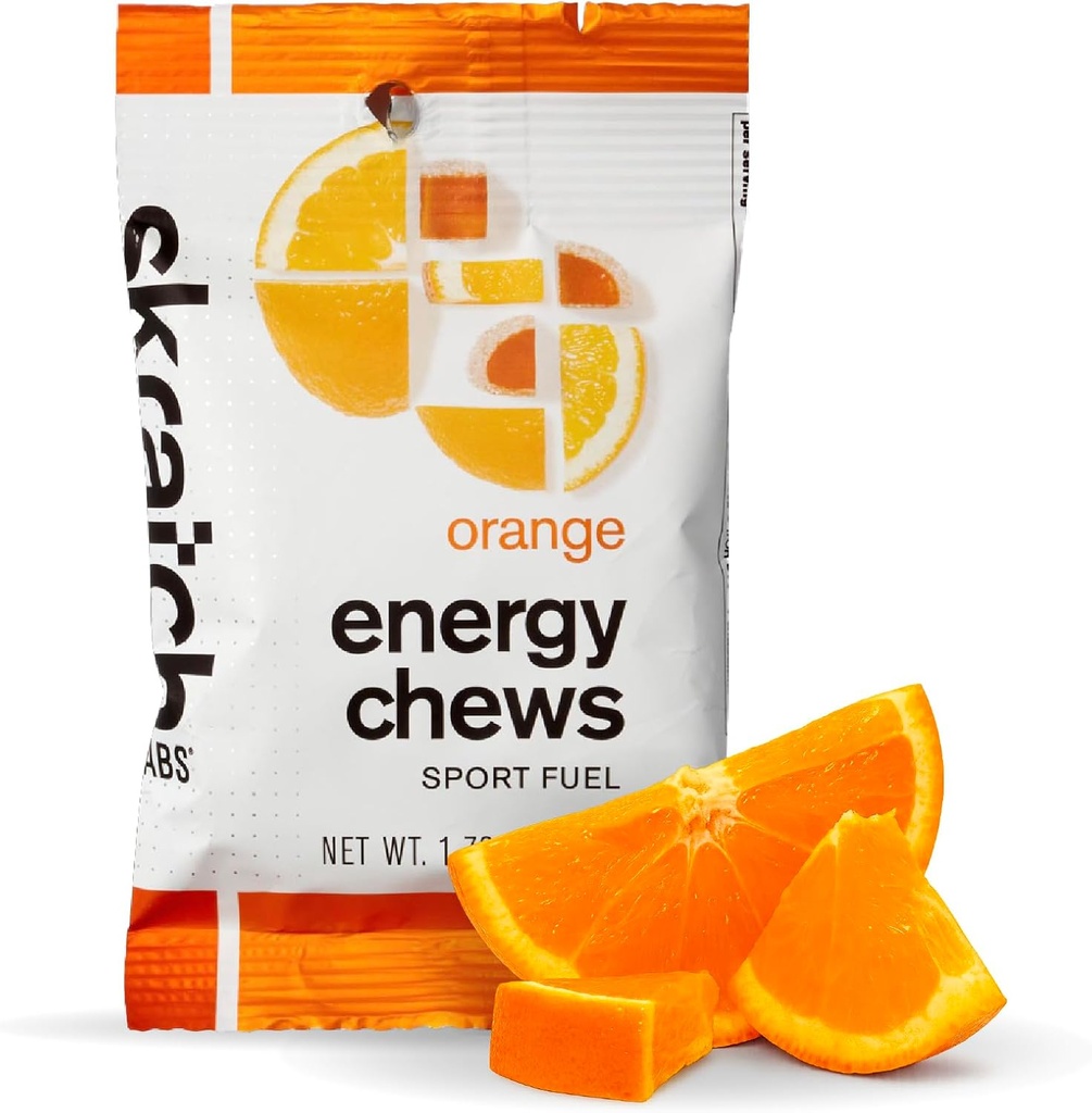 Skratch Labs Energy Chews | Gummies for Running, Cycling och Sports Performance | Gel Alternative | Orange (10 Pack) | Gluten Free, Vegan