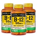 Mason Natural Vitamin B12 50 mcg med Calcium, 300, Dag Supply, Kosttillskott för att stödja naturliga energinivåer, 100 tabletter (Pack of 3)