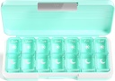 Zoksi Am Pm Pill Organizer 7 Day, Weekly Pill Box 2 gånger om dagen, Medicine Pill Organizer med separat kompartement, Travel Pill Case Dispenser Portable för vitaminer, fiskoljor, mediciner (grön)