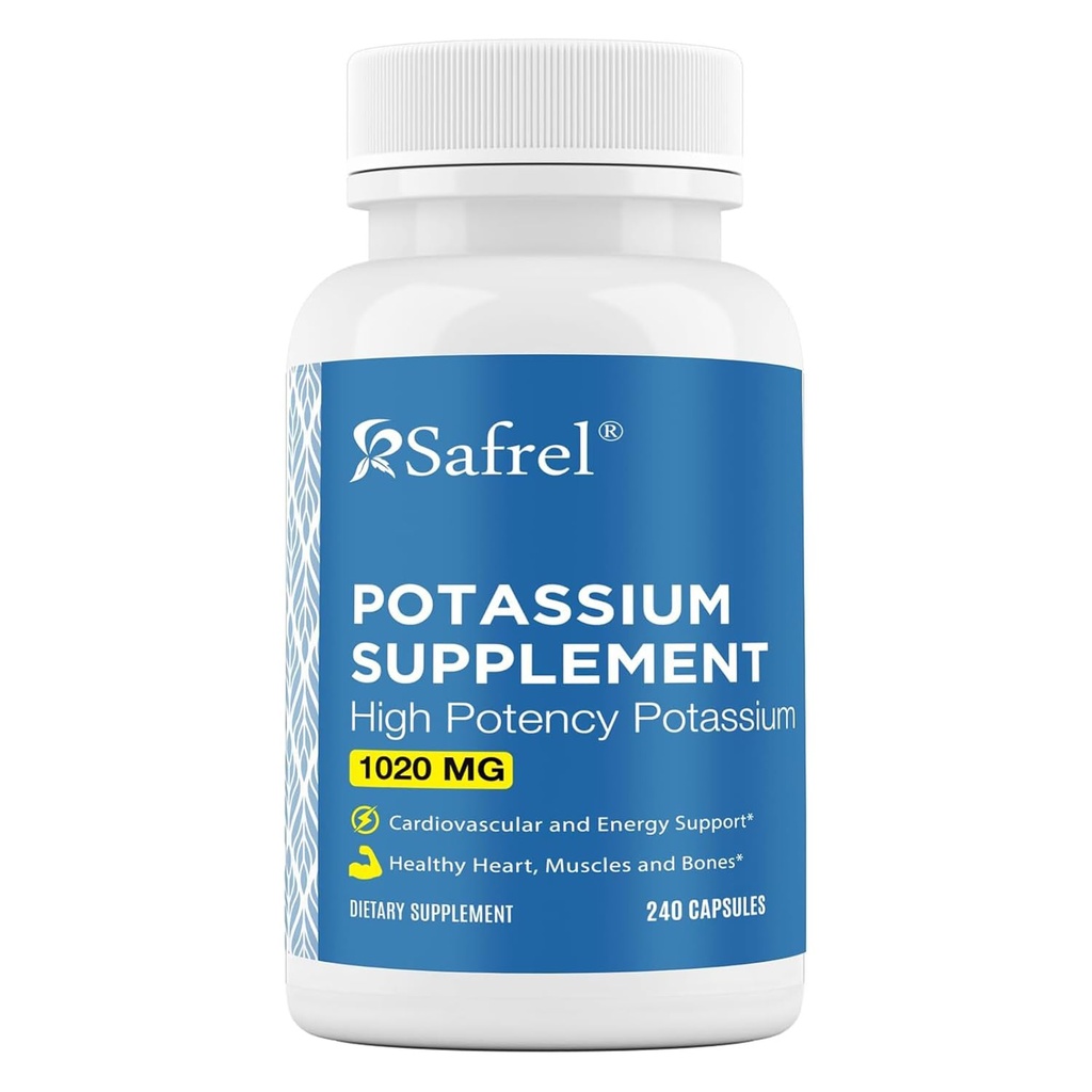Safrel Potassium Supplement, 1020 mg,120 portioner, 240 vegeteriska kapslar, icke-GMO, Gluten Free, Made in USA