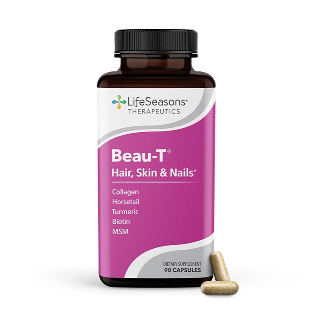 LifeSeasons Pausitivi-T med Beau-T & Ageless Skincare - Menopause Support Supplement - Relief for Hot Flashes, Hormone Imbalance & Night Sweats - Sage, Chasteberry, Soy Isoflavones & Black Cohosh