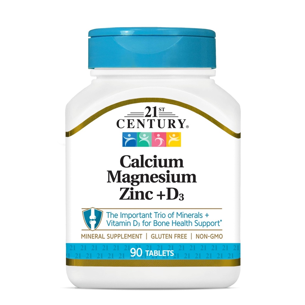 21st Century Cal Mag Zinc + D tabletter, 90 greve (Pack of 2)