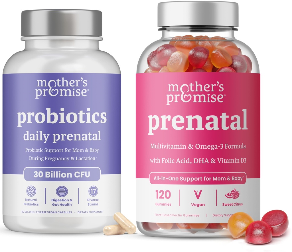 Mors löfte Prenatal Multivitamin Gummies & Prenatal Probiotika Bundle