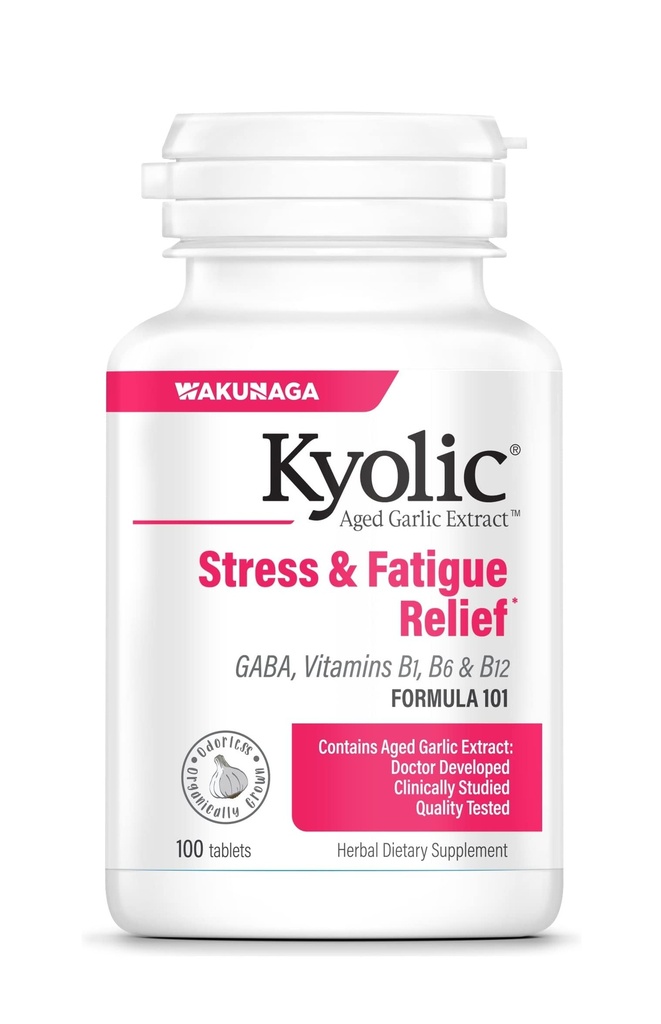 Kyolisk åldrande vitlök extrakt Formel 101, stress och trötthet, 100 tabletter.