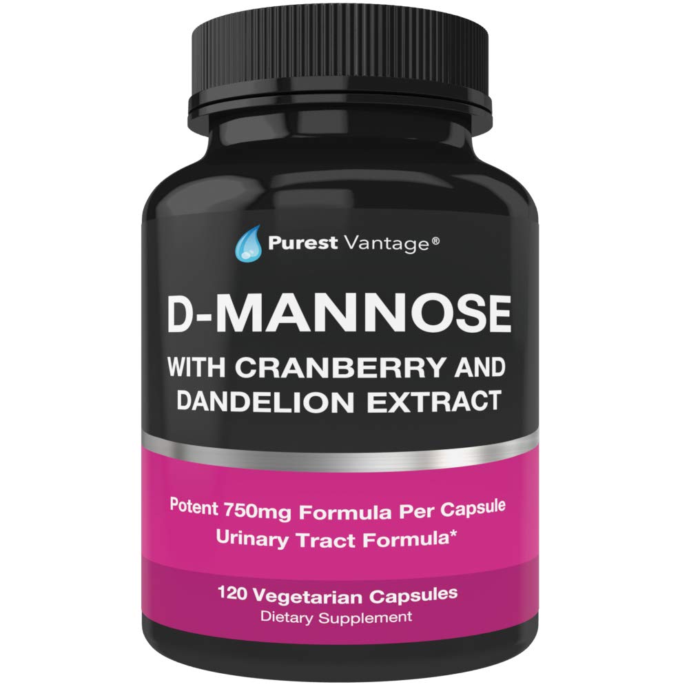 D Mannose Capsules med 600mg D-Mannose Powder Per Cap - med Added Cranberry och Dandelion Extract för att hjälpa i Bladder, Urinary Tract och UTI Support - 120 Veggie Caps