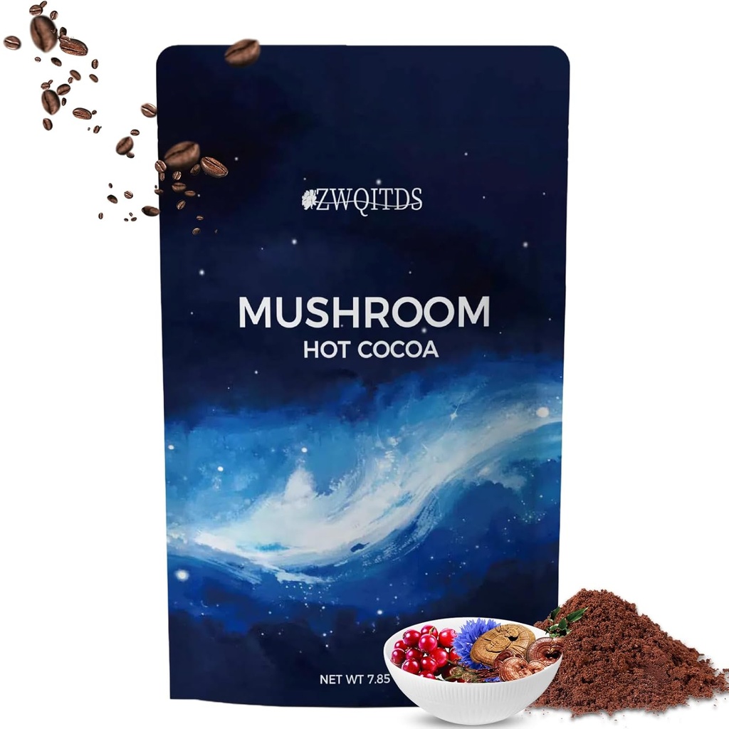Mushroom Hot Cocoa, Melatonin Sleep Aid | Keto Cocoa Powder med Mushroom för sömn | Melatonin, Reishi, Glycine, Cacao, L-Theanine, Chicory | Ensam dosering: 1 tbsp (11 g) Tillgängliga 20 gånger