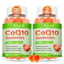 2 Pack CoQ10 Gummies 250 mg, Plus Omega-3, Magnesium, vitamin B12 för cellulär energi, hjärna och antioxidant, 5X bättre Absorption Coenzyme Q10 Supplement - 120 Cts