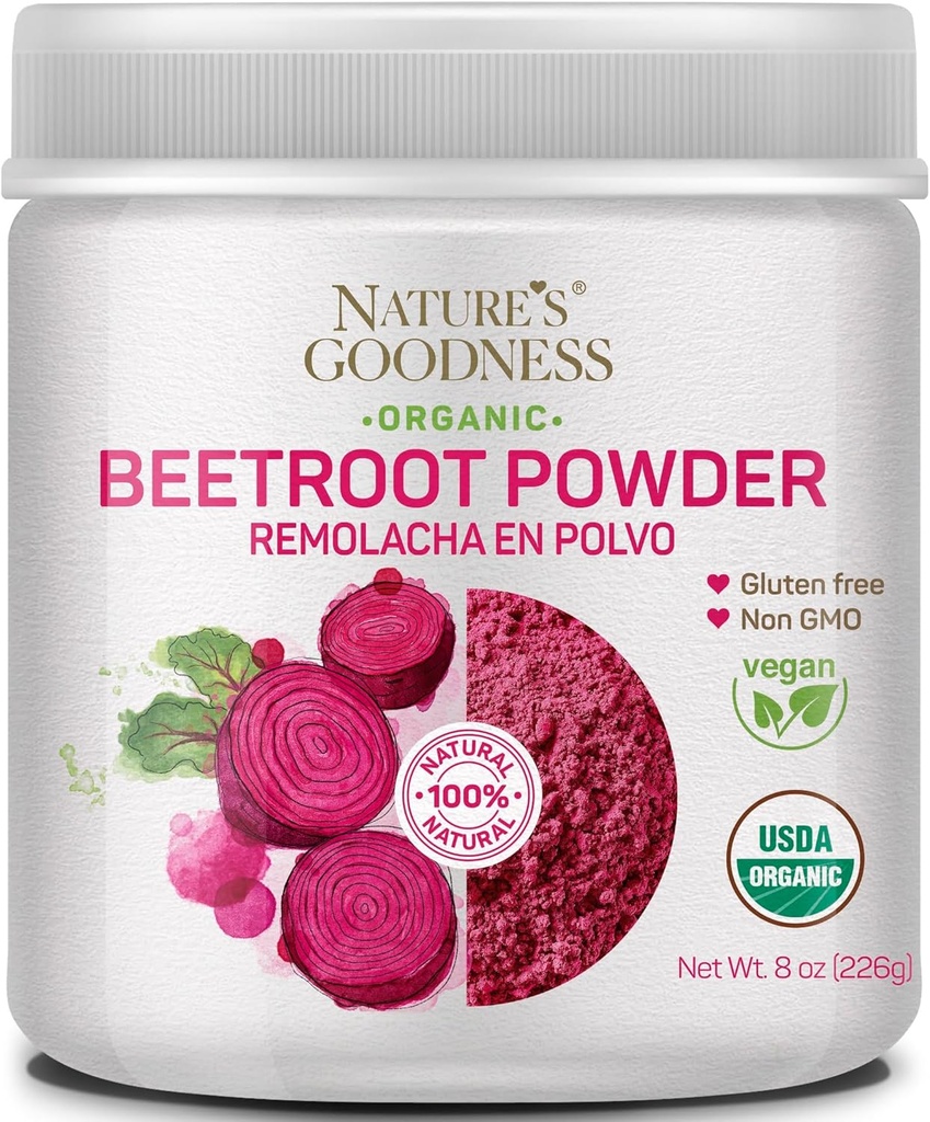 Naturens godhet Beet Root Powder - 56 portioner (8oz) - Nitric Oxide Booster för energi, uthållighet, hjärthälsa och atletisk prestanda