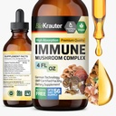 BIO KRAUTER Immune Support Mushroom Supplement - Lions Mane, Shiitake, Turkiet Tail, Reishi, Chaga & Maitake Liquid Extract - Mushroom Complex Tincture - Vegan Drops 4 Fl.Oz.