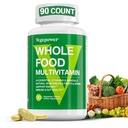 Vegan Whole Food Multivitamin med järn, daglig multivitamin för män och kvinnor, metylerade multivitaminer, B-komplex, frukter och grönsaker, enzymer, Omegas, svamp, icke-GMO, 90 greve