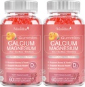 1200mg Calcium Gummies med D3,K2, Zinc - Plant Complex Calcium Magnesium Supplement med Glycinate,Potassium, Vitamin C & Whole Natural Food för ben & immun Support - 120 Chewable Gummy Sugar-Free