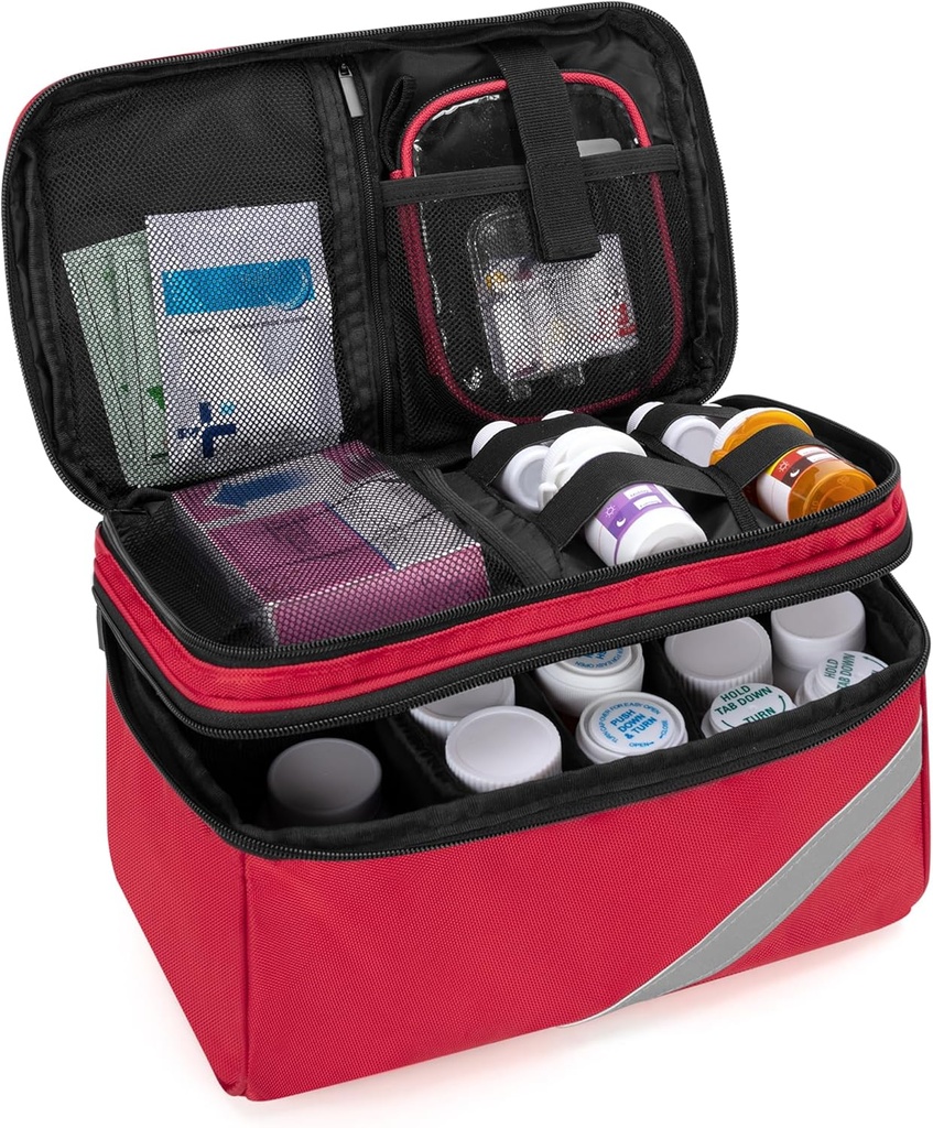 Trunab Medicine Storage och Organizer Bag Empty, Pill Bottle Organizer med Portable Small Pouch, Home First Aid Box för nödmedicin, kosttillskott eller medicinska kit (Bag Only) (Patent Design)