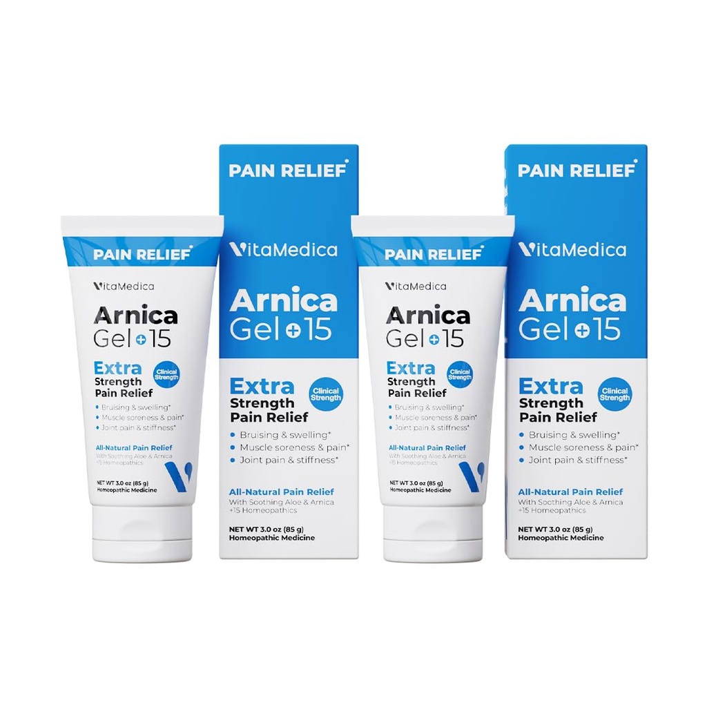 VitaMedica Arnica Gel Plus 15 Healing Plant Compounds, Extra Strength Pain Relief Formulering för Bruising, Svullnad, Joint Pain, Muscle Soreness & Stiffness, All-Natural, Plant-Based, 2-Pack