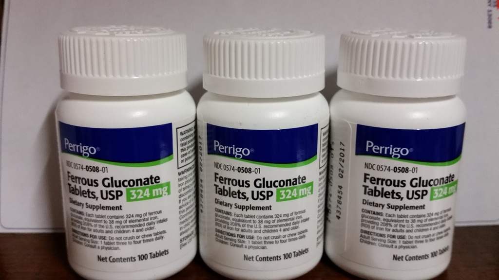 Ferrous Gluconate, 324mg, 100 tabletter, 3-pack