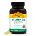 Country Life Vitamin D3 5000 IE för immun och benhälsa, kalciumabsorption och Colon Health - Hållbar källa från Lanolin, tillgänglig i olika styrkor