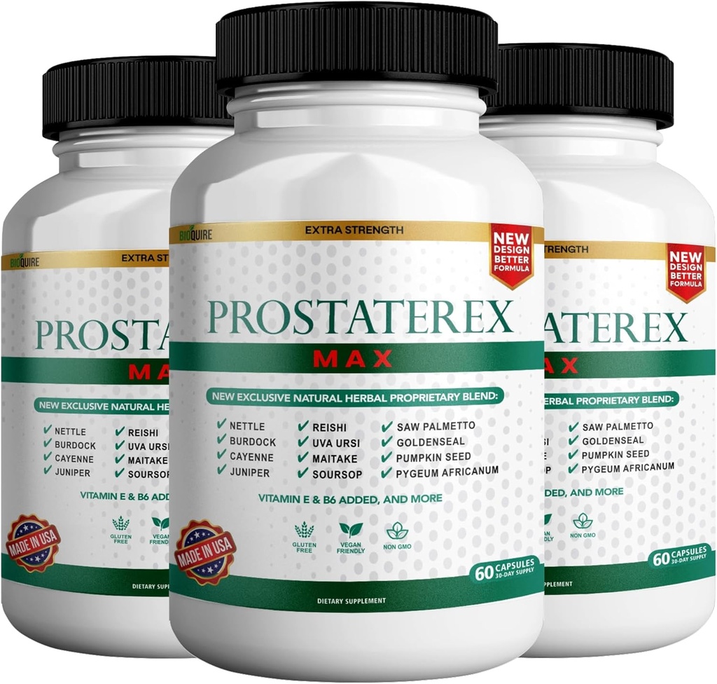ProstateRex Max Extra Strength Prostate Health Support Supplement, Saw Palmetto, Vegan, Non-GMO, Gluten-Free - 180 kapslar (3)