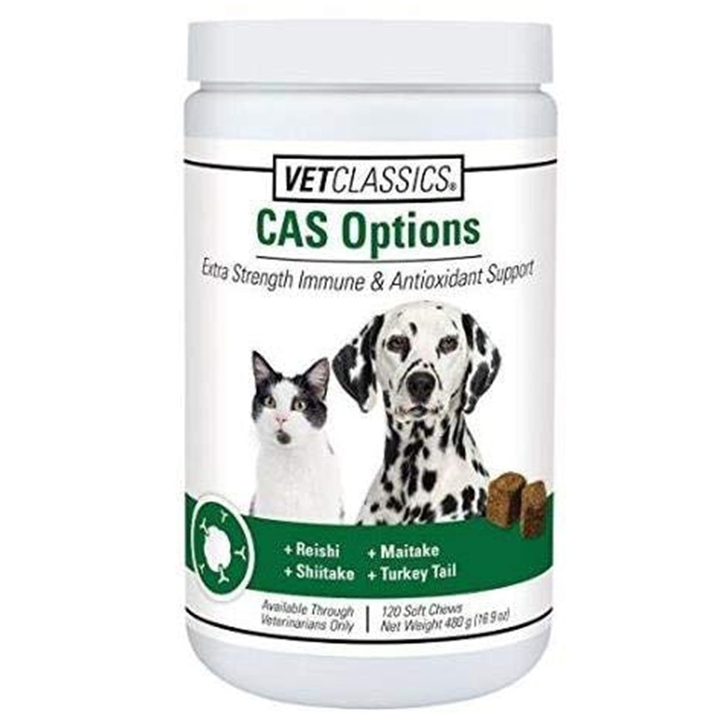 Vet Classics CAS Options Extra Strength Immune Support för hundar, katter - Pet Health Supplement, Dog Antioxidant Care - Extra-Strength Dog Supplement Formel - 120 Mjuka Chews