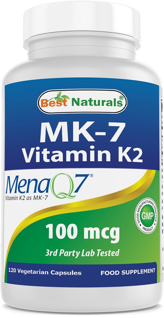 Bästa naturliga MK-7 Vitamin K2 100 mcg 120 Vcaps