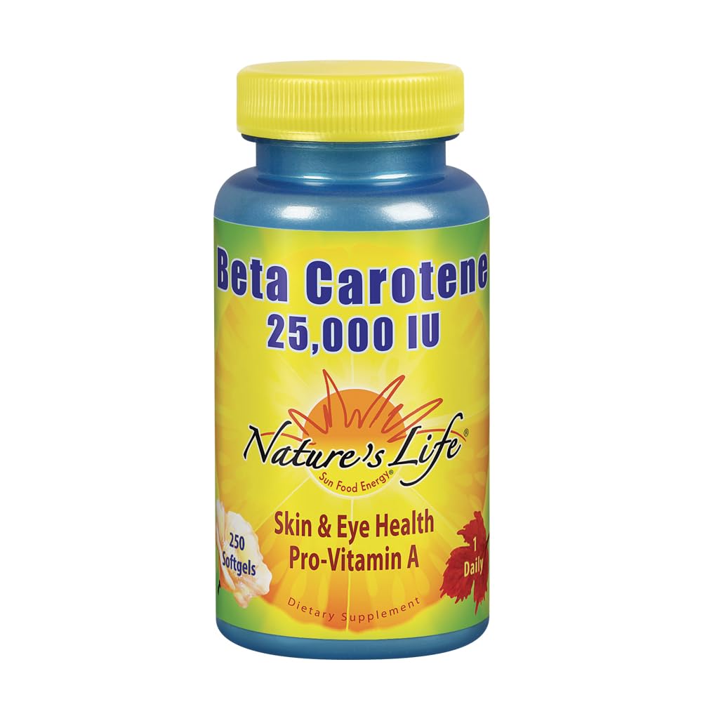 Naturens liv Beta Carotene 25 000 IE | Hjälper till att stödja hälsosam immunfunktion och hud och ögonhälsa | Antioxidant kosttillskott | 250 Softgels