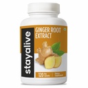 STAY ALIVE Pure Ginger Root Capsules 1000mg, 10:1 Extract Powder med 5% Gingerols, 120 Pills, Extra Strength Root Powder, Vegan, Non-GMO och Gluten-Free Ginger Supplement