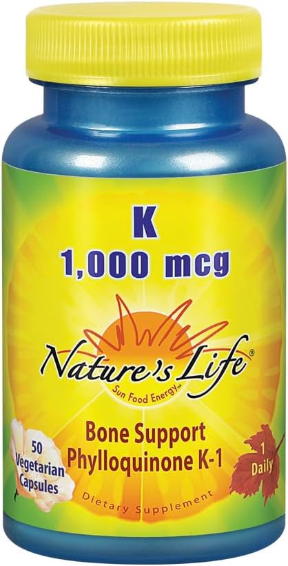 Naturens livsvitamin K 1000mcg | Phylloquinone K-1 Supplement, Healthy Bones & Cardiovascular Support | 50CT