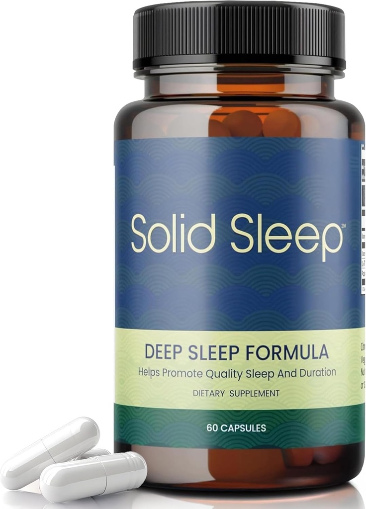 Djup sömnformel, naturlig sömnhjälp utan melatonin, Magnesium Bisglycinate, L. Theanine, Inositol, sömnpiller för vuxna, 60 Vegan kapslar