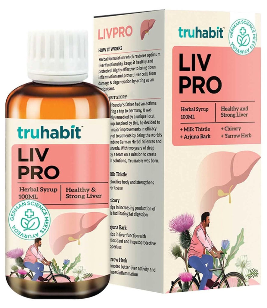 Livpro Liver Detox Syrup med mjölk Thistle & Arjuna Bark av Green Cure, Liver Supplement med mjölk Thistle Liver Detox Cleanse, Organic Liver Support - Tysk vetenskap med Ayurveda, 3.4 Fl Oz (100ml)