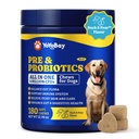 Probiotika för hundar - Dog Probiotics for Digestive Health, Yeast, Itchy Skin, Gut Health, Immune & Skin - 6 miljarder CFUs, 180 Soft Chews, Duck & Pear Flavor - med Prebiotics & Digestive Enzymes
