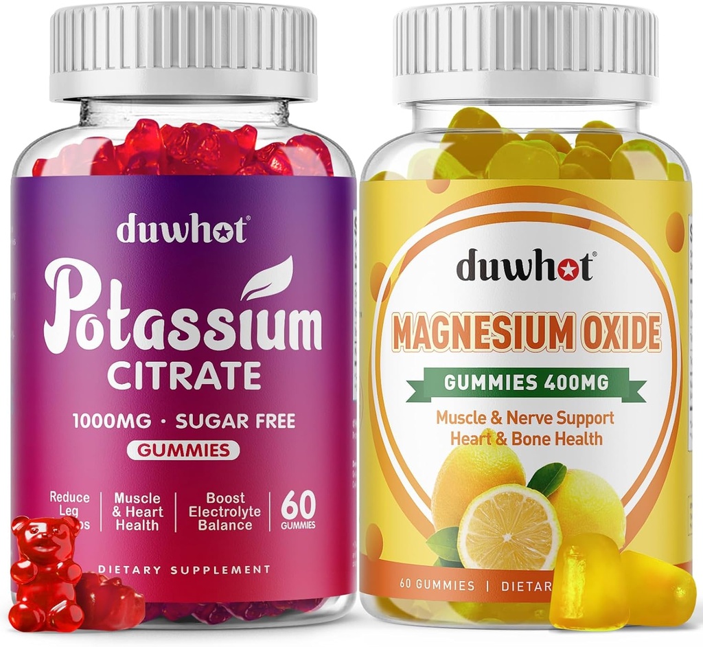 Kaliumcitrat Gummies 1000mg, Magnesium Oxide Gummies 400mg, Tillägg för vuxna