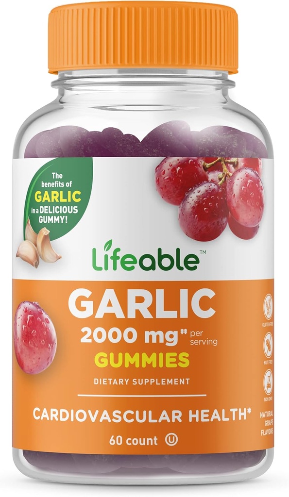 Livliga vitlök Gummies - 2000 mg - Great Tasting Natural Flavor Gummy Vitamin Supplement - Gluten Free, Vegetarian, GMO Free Chewable - för vuxna 90 Gummies