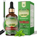 Organic Chlorophyll Liquid Drops Liposomal for Women & Men, 6-in-1 Greens Superfood Vegan Chlorophyll w/Spirulina, Wheat Grass, Vitamin C B12 A for Internal Deodorant*, Energy,Digestive,1Packs/2 Fl Oz