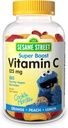 Webber Naturals Sesam Street Vitamin C Gummies för barn 2 +, 125 mg Vitamin C per Gummy, 6 månaders leverans, fri från Gluten, Dairy, Peanut & Gelatin, Immune Support, 180 Gummies