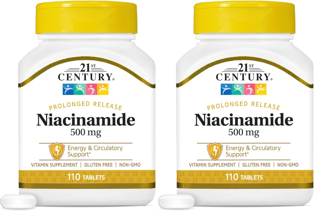 21st Century Niacinamide 500 mg långvarig frisättning tabletter, 110-räkna (Pack av 2)