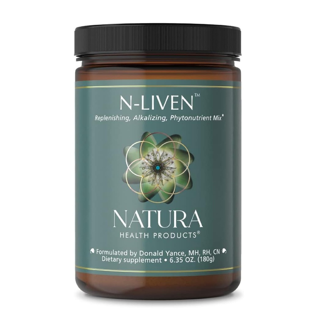 Natura Health Products N-liven Supplement - Organic Superfood Greens Powder Drink - Inklusive Spirulina & Chlorophyll - Premier Blend of Barley Grass, Kale, Spinach, Goji Berry, Raspberry (180 Grams)