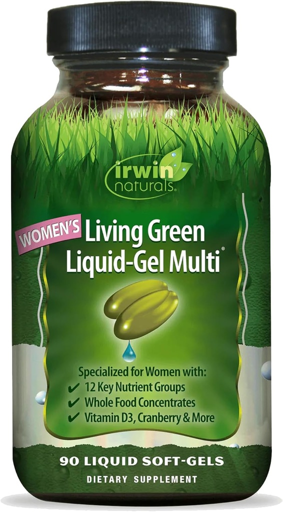 Irwin Naturals Women's Living Green Liquid-Gel Multi - 120 Liquid Softgels - Inkluderar 70 viktiga näringsämnen, vitaminer och mineraler