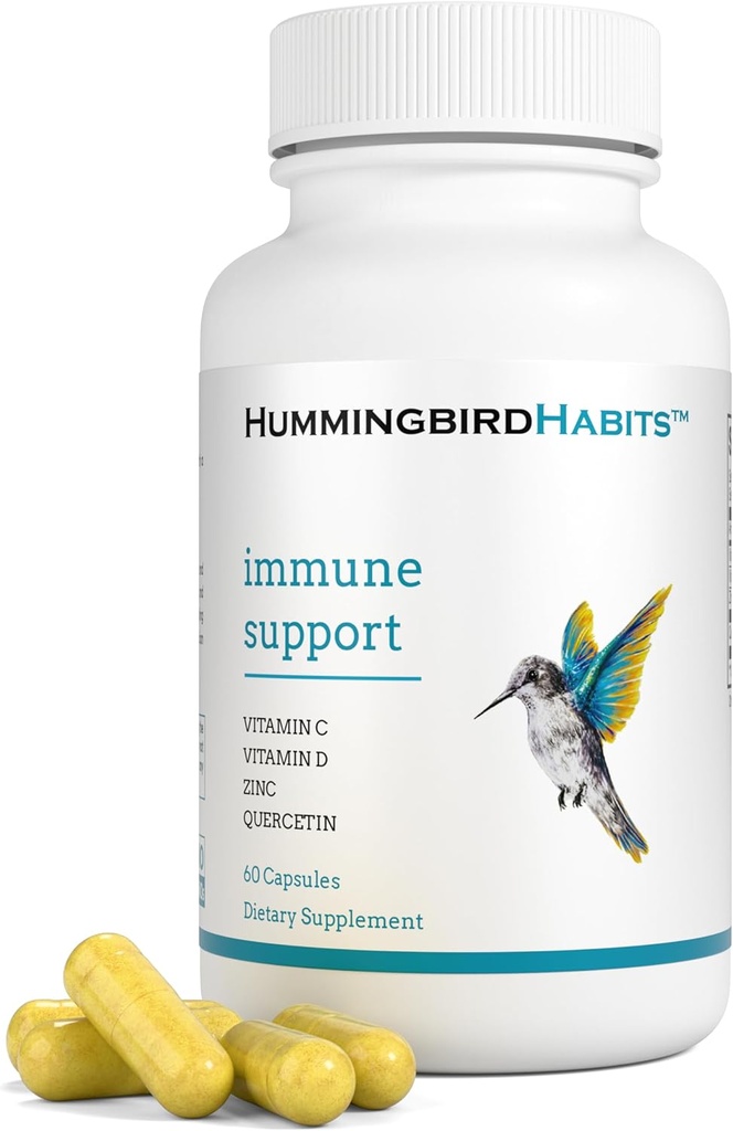 Immunstöd, Zink Quercetin Vitamin C och D Immune Complex, Dihydrate Quercitin Supplements 500 med Zink Vitamin C D3 för immunitetsstöd, Vegan Supplement (60 kapslar)
