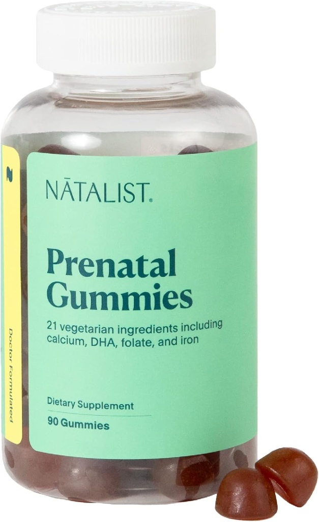 NATALIST Prenatal Gummies for Her Daily Preconception & Pregnancy Formula Women's Multivitamins + DHA Omega-3 från Algae - Mixed Berry, Vegetarian, Gluten-Free, Non-GMO - 90 Count