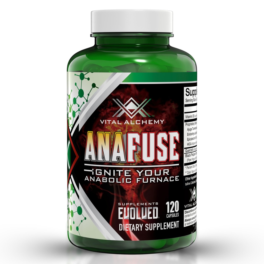 Vital Alchemy Anafuse Turkesterone Supplement för män, Epicatechin, Quercetin, Black Pepper och mer - Öka Stamina, Lean Muscle Growth & Recovery - USA Made & Non-GMO - 120 Vegan Capsules
