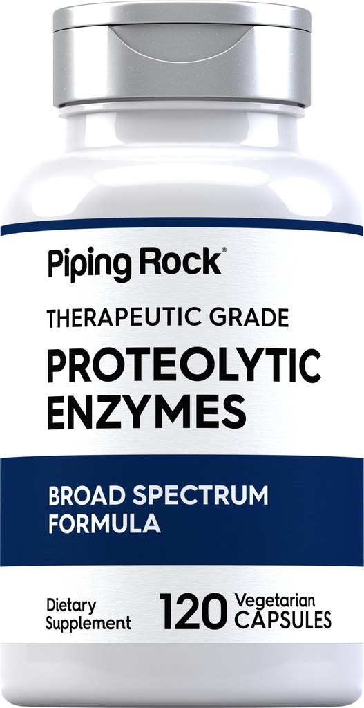 Piping Rock Proteolytic Enzymes Supplement | 120 kapslar | Bredspektrumkomplex | Vegetarisk, icke-GMO, Glutenfri