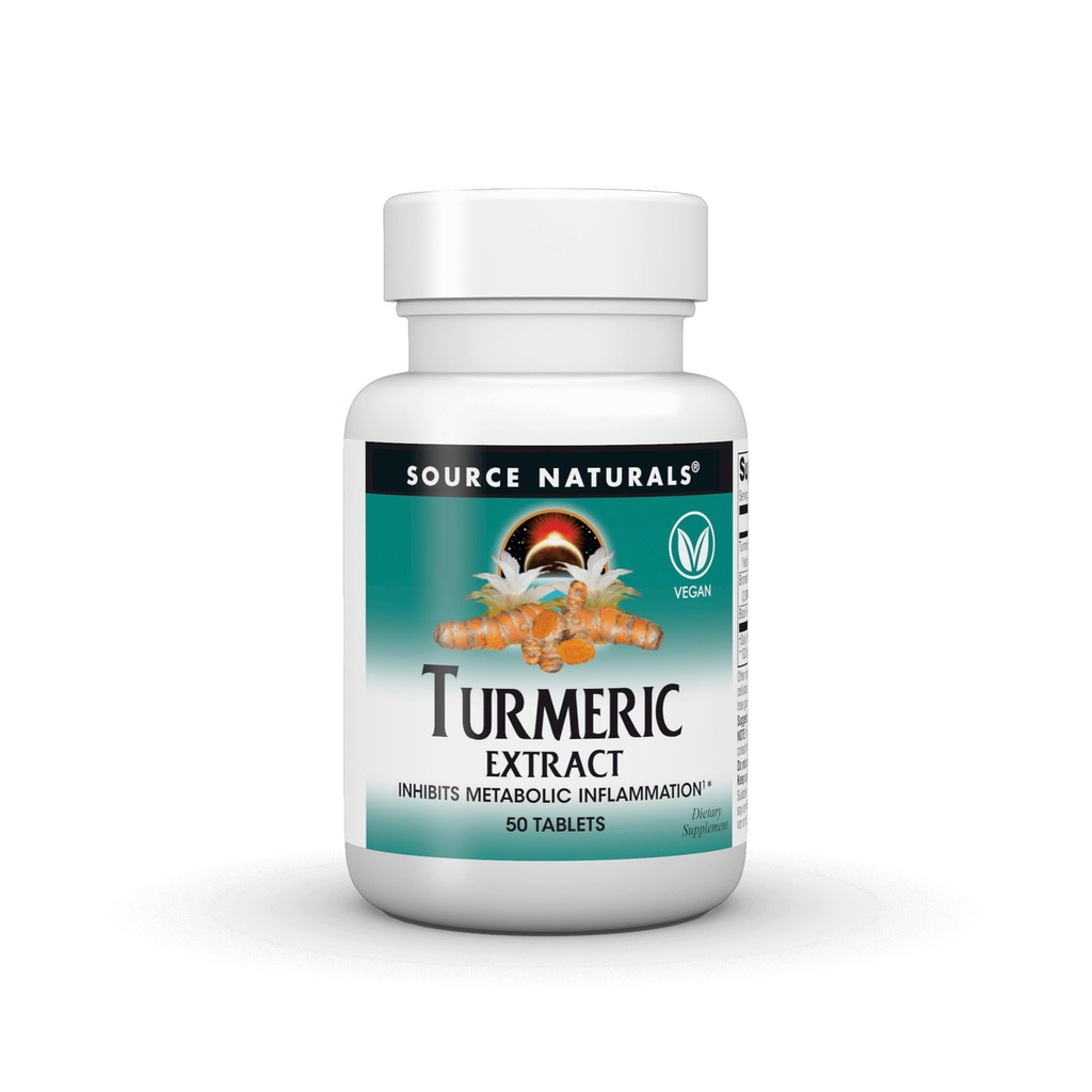 Källa Naturals Turmeric Extract - Stöder hälsosamt inflammatoriskt svar - 50 tabletter