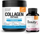 Sandhu's Grass-Fed Collagen Peptides Powder & Beauty 5 Capsules| Skin Supplements| Främjar hud, hår, Nail Health