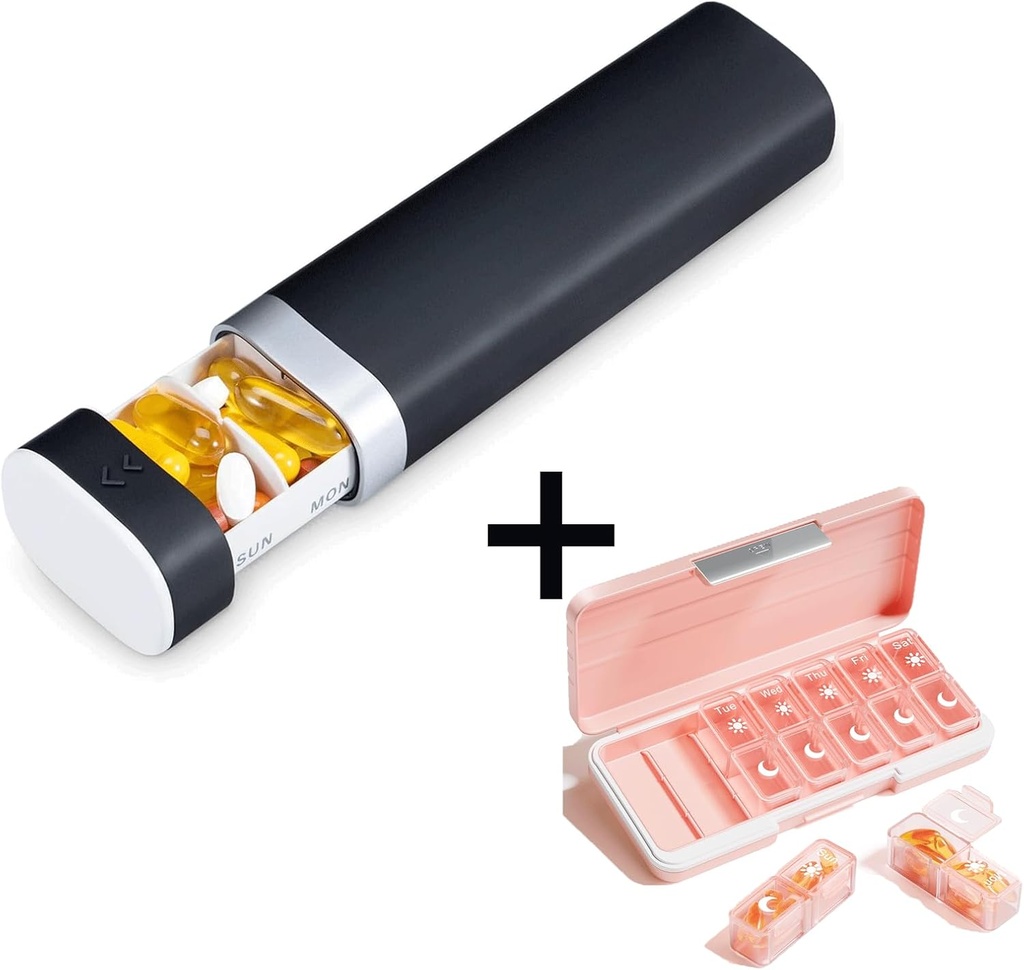 AM PM Pill Organizer 2 gånger per dag, 7 dagar Pill Box Weekly Pill Organizer Travel med separat behållare, Portable Daily Medicine Planner Dispenser Case för vitamin, fiskoljor, kosttillskott