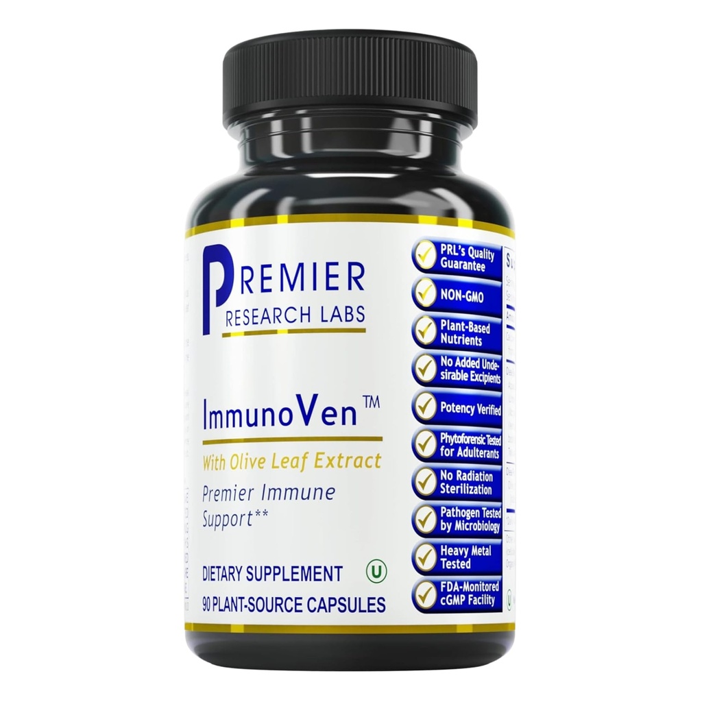 Premier Research Labs ImmunoVen - Immune Health Capsules, Olive Leaf Extract Capsules, Immune Support & Heart Health, Wellness Pills för Män & Kvinnor - 90 Vegetariska kapslar