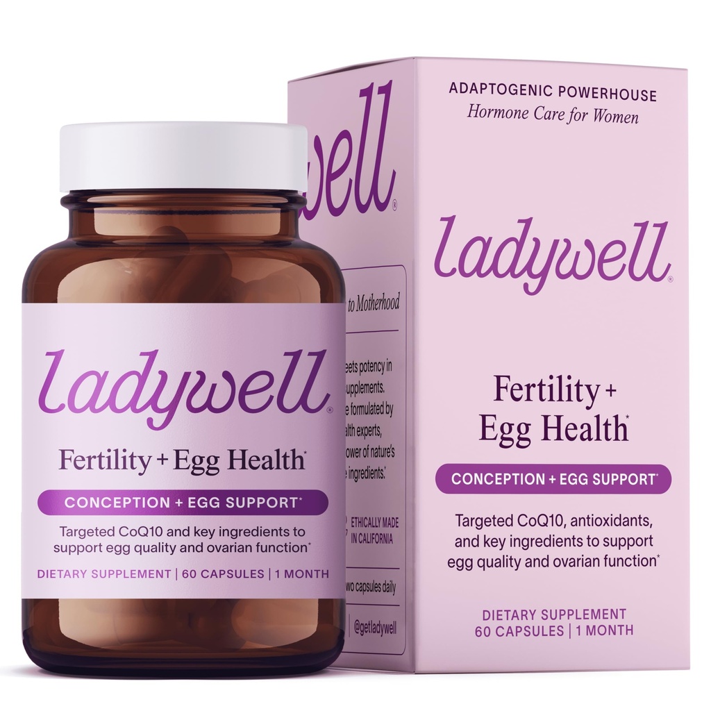Ladywell Fertility + Egg Health | Fertilitetsstöd | Ovarian Health, Egg Quality, Ovulation & Conception Wellness Support | CoQ10, Folate + Key Ingredients | Science-Backed Women's Supplement, 60 Ct