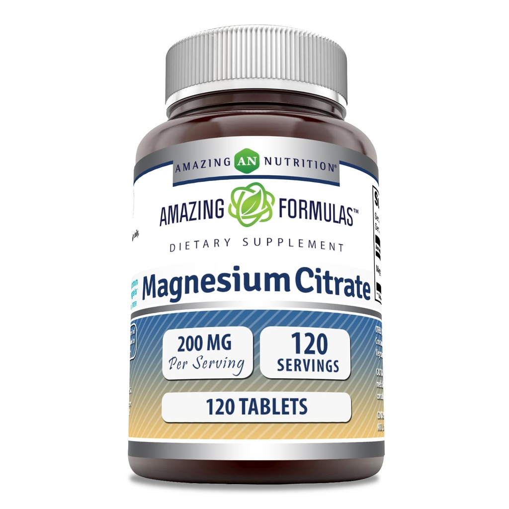 Fantastiska formler Magnesium Citrate | 200 Mg tabletter | Mineral Supplement | Non-GMO | Gluten Free | Made in USA (1 Pack, 120 Count)